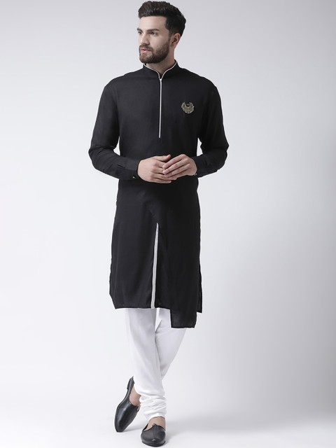

I Know Men Black Solid Pathani Kurta