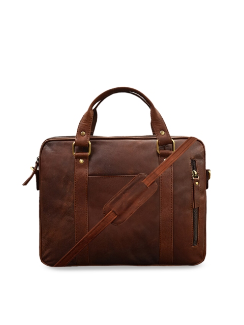 

ABYS Unisex Tan Brown Solid 14 Inch Leather Laptop Bag