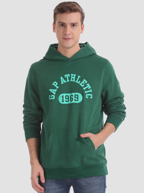 

GAP Men Green Brand Logo Print Hooded Sweatshirt