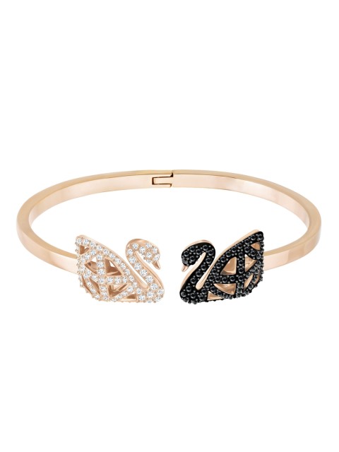 

SWAROVSKI Multicolored Mixed Metal Finish Facet Swan Bangle, Black