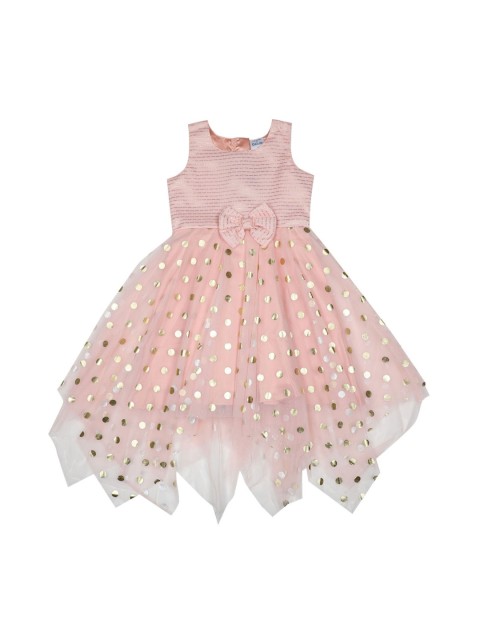 

Doodle Girls Light Pink & Gold Printed Fit and Flare Dress