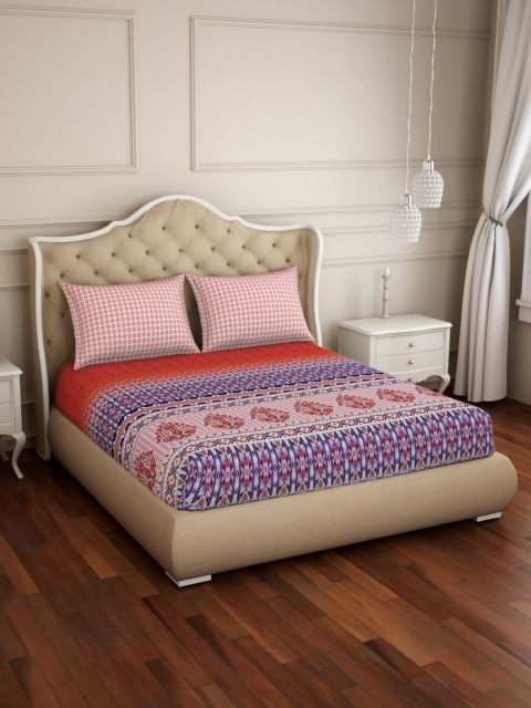 

Spaces Atrium Plus Ornate Red 1 King Size Fitted Sheets With 2 Pillow Cover
