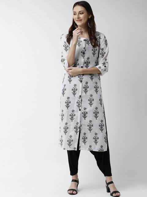

Soch Women White & Black Printed Straight Kurta