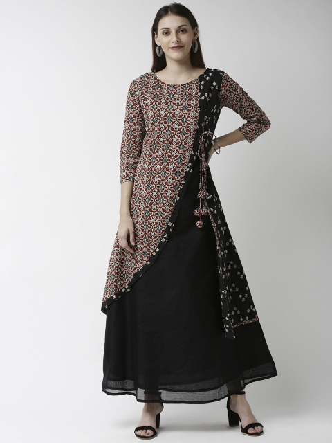 

Soch Women Black Printed Maxi Ethnic Dress
