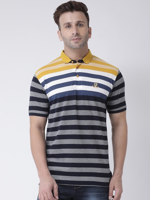 

COBB Men Multicoloured Striped Polo Collar T-shirt, Multi