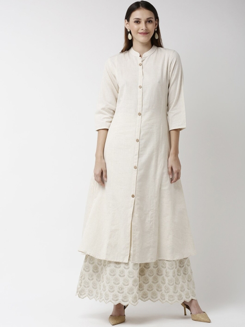 

Soch Women Cream Solid A-Line Kurta