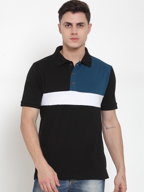 

Kalt Men Teal Colourblocked Polo Collar T-shirt