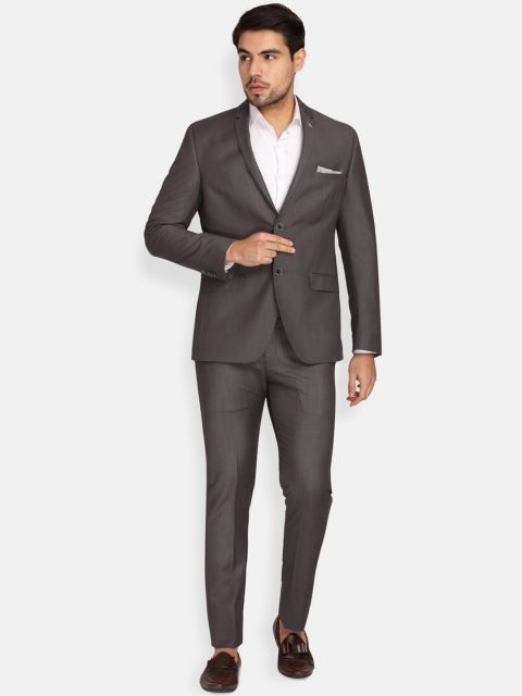 

Theme Men Grey Solid Slim-Fit Single-Breasted Casual Three-Piece Suit