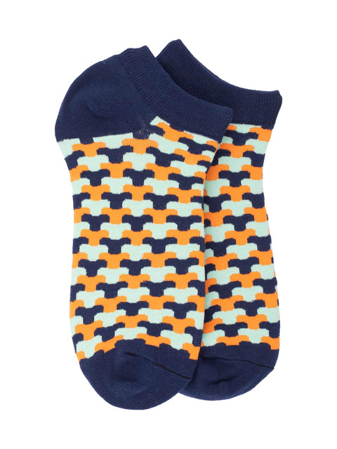 

The Tie Hub Men Blue Patterned Ankle-Length Socks