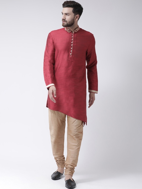 

I Know Men Maroon Solid Pathani Kurta