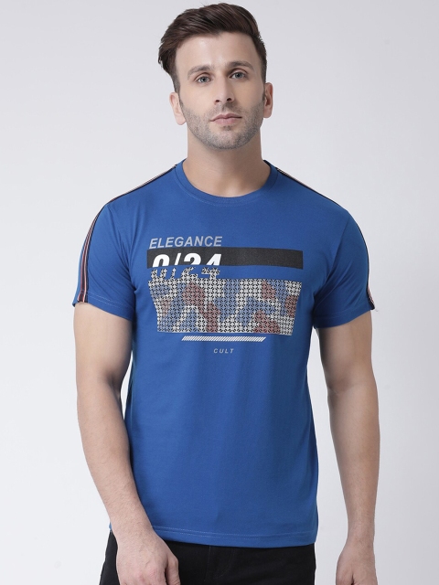 

COBB Men Blue Printed Round Neck T-shirt