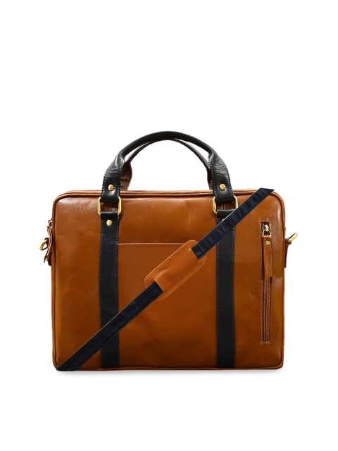 

ABYS Unisex Tan Brown Solid Leather 14 Inch Laptop Bag