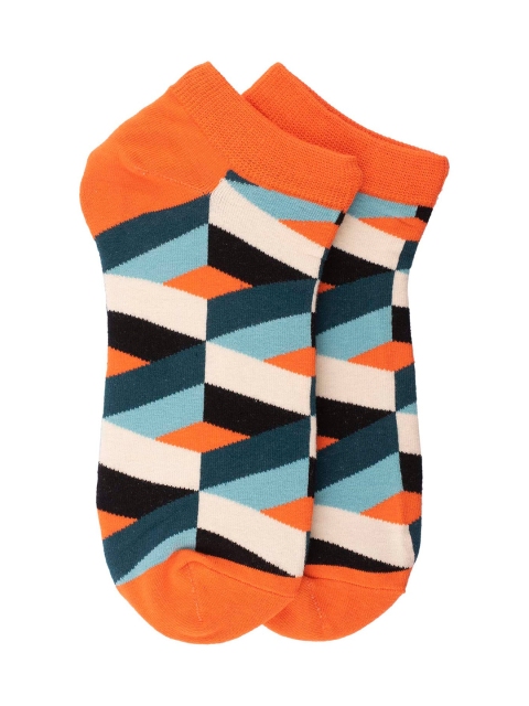 

The Tie Hub Men Orange & Blue Patterned Ankle-Length Socks