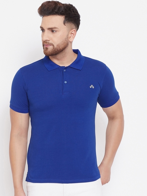 

ALIZA Men Blue Solid Polo Collar T-shirt
