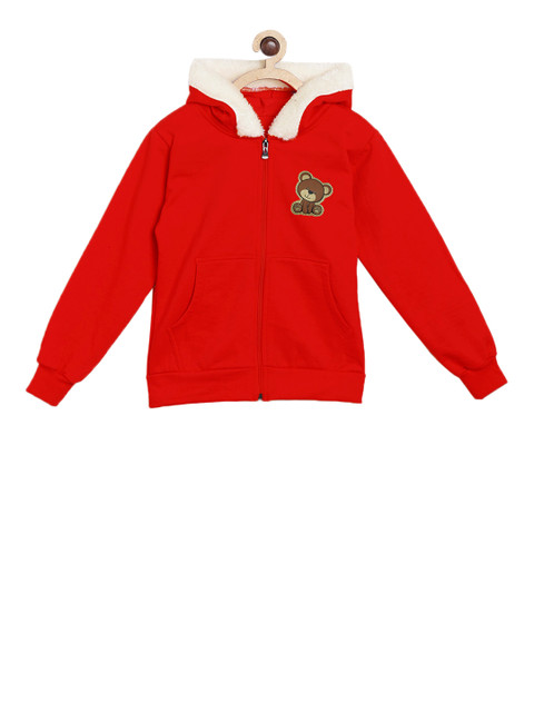 

SWEET ANGEL Girls Red Solid Hooded Sweatshirt