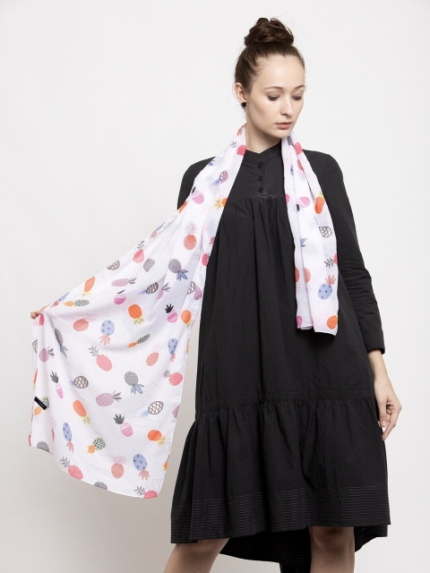 

J Style Women White Printed Stole