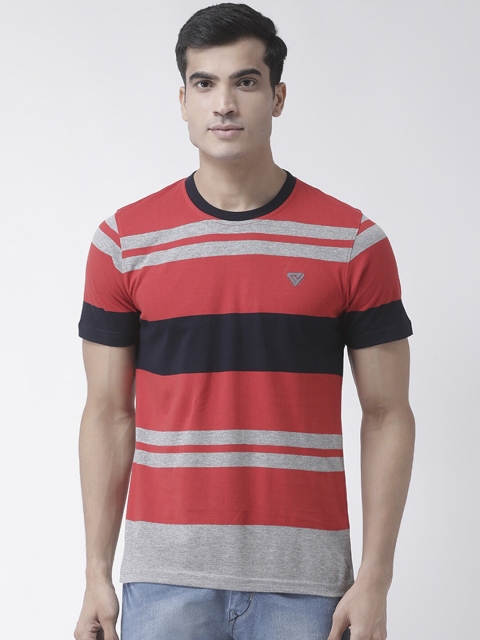 

Club York Men Red & Grey Striped Round Neck T-shirt