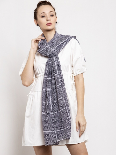 

J Style Women Grey & White Printed Stole