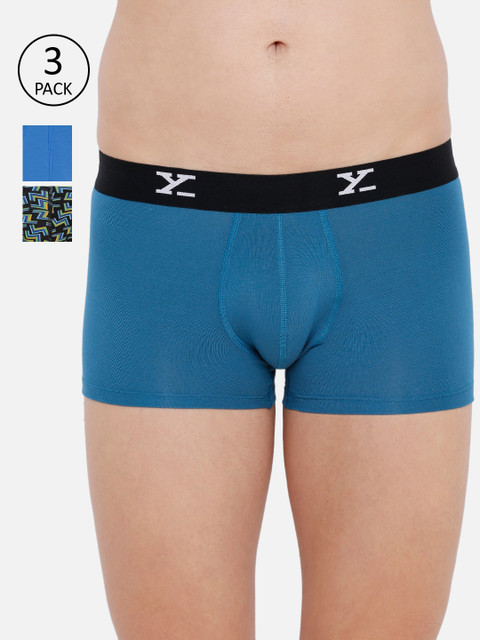 

XYXX Men Pack Of 3 Ultra-Soft Antimicrobial Trunks XYTRNK3PCKN72, Blue