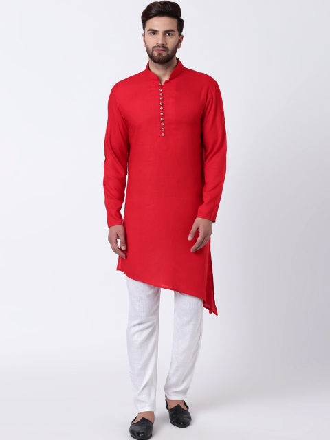 

I Know Men Red Solid A-Line Kurta