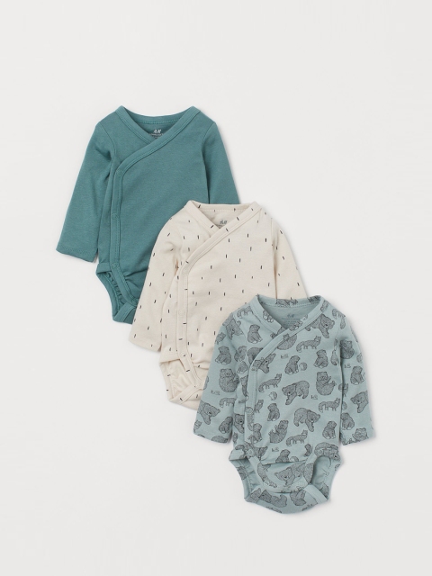 

H&M Infant Kids Multicolored 3-pack Long-sleeved Bodysuits, Multi