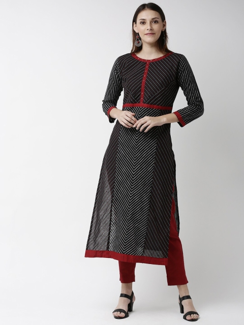 

Soch Women Black Striped A-Line Kurta
