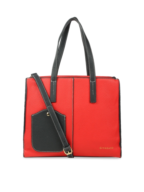 

GIORDANO Red Colourblocked Handheld Bag