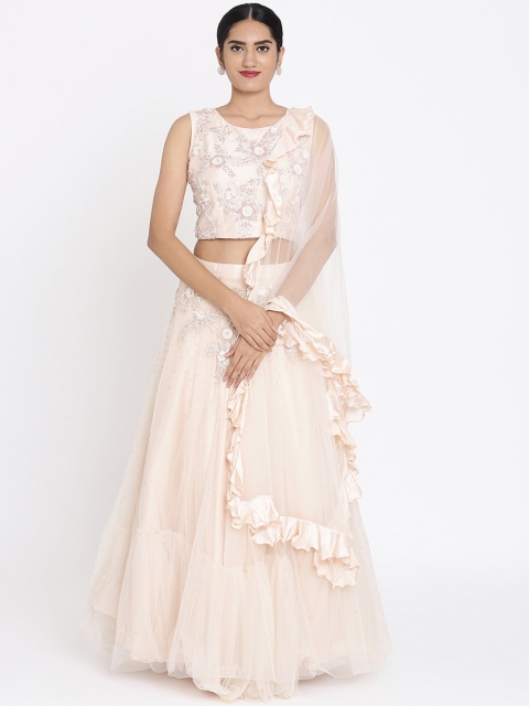 

Koskii Peach-Coloured Ready to Wear Lehenga & Blouse with Dupatta