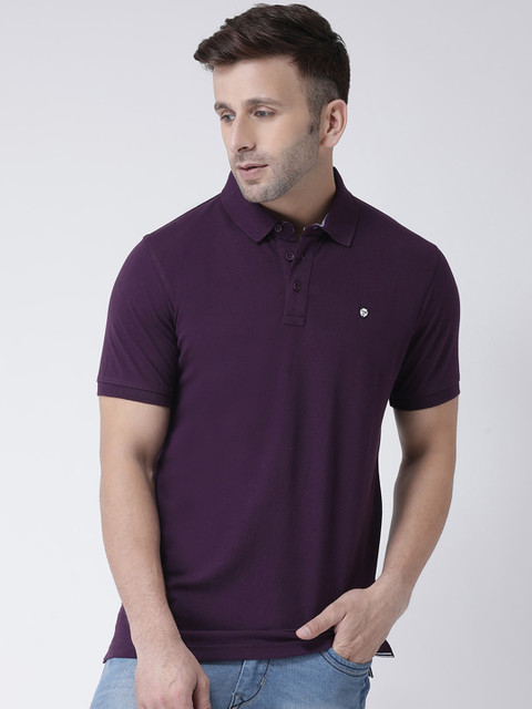 

COBB Men Purple Solid Polo Collar T-shirt