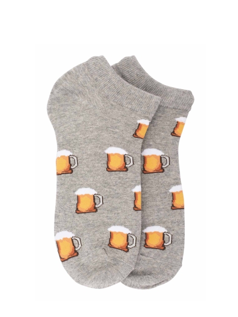 

The Tie Hub Men Grey & Orange Beer Mug Patterned Ankle-Length Socks