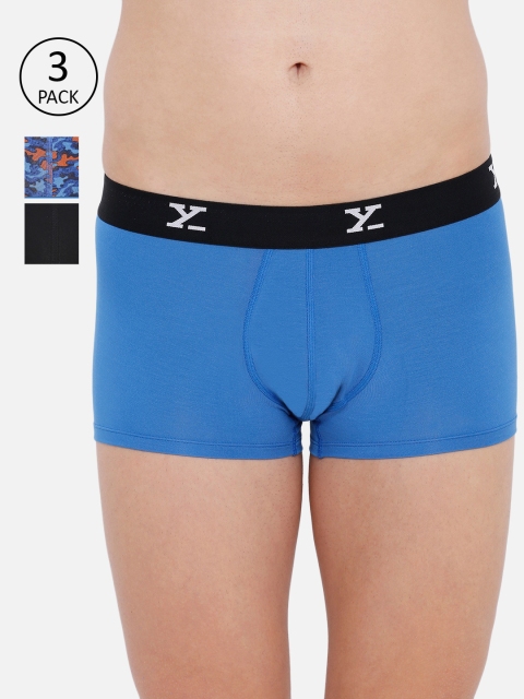 

XYXX Men Pack Of 3 Multicoloured Ultra-Soft Antimicrobial Trunks XYTRNK3PCKN326, Blue