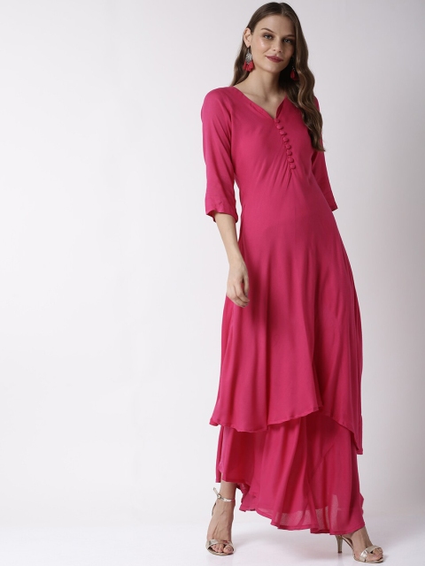 

Soch Women Pink Solid A-Line Kurta
