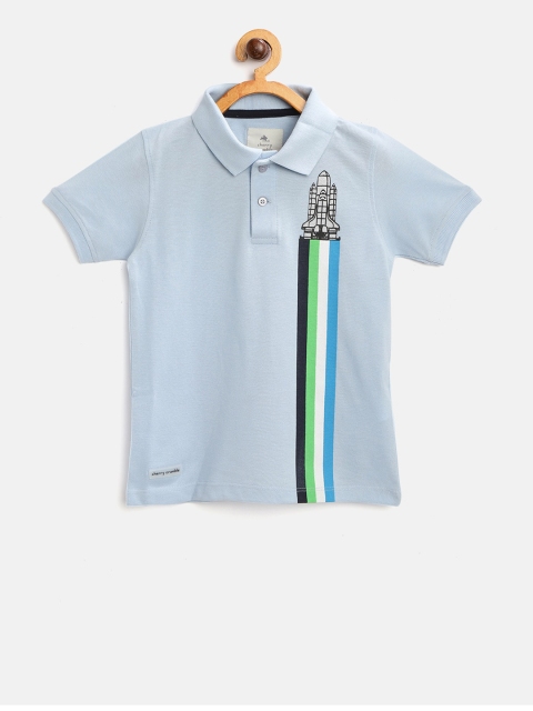 

Cherry Crumble Infant Boys Blue & Black Striped Polo Collar T-shirt