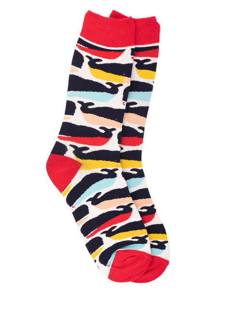 

The Tie Hub Men Red & Black Whale Fish Patterned Calf-Length Socks