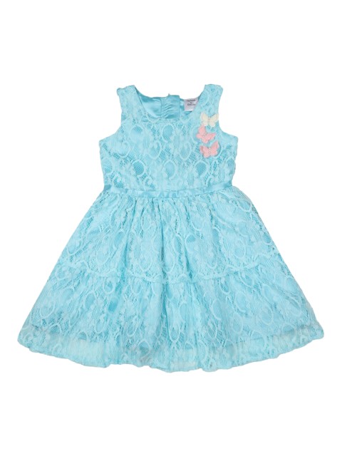 

Doodle Girls Blue Self Design A-Line Lace Dress