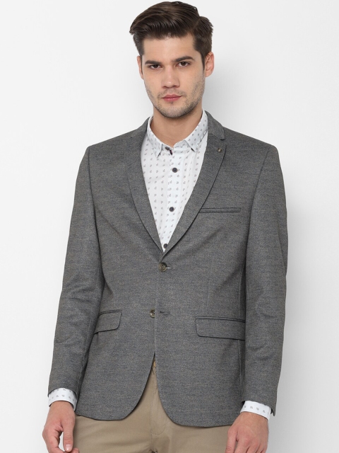 

Allen Solly Men Grey Self-Design Slim-Fit Single-Breasted Formal Blazer