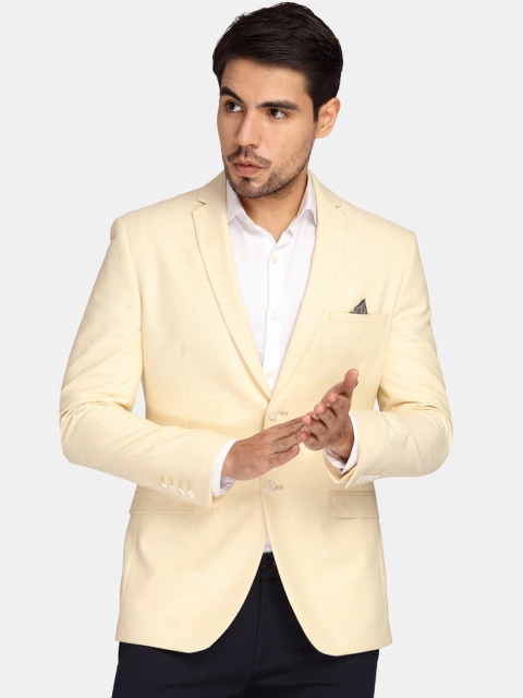 

Theme Men Cream-Coloured Solid Slim-Fit Single-Breasted Casual Blazer