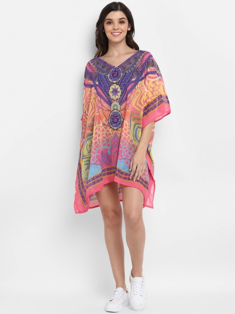 

Aditi Wasan Women Multicoloured Printed & Embellished Kaftan Dress, Multi