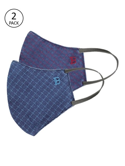 

Bene Kleed Unisex 2 Pcs Anti Bacterial Reusable Heptashield Denim Outdoor Masks, Blue