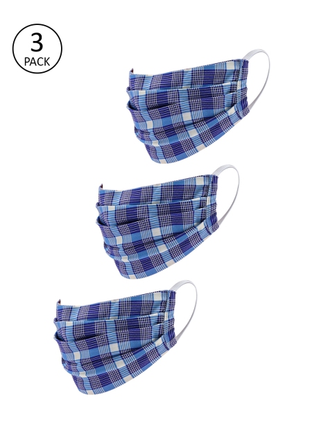 

LEGAL BRIBE Women Pack of 3 Pcs Blue & White Reusable 3-Ply Protective Outdoor Masks