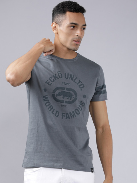 

Ecko Unltd Men Blue Printed Round Neck T-shirt