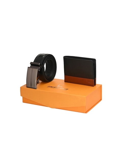 

Pacific Gold Men Black Genuine Leather Autolock Belt & Wallet Gift Set