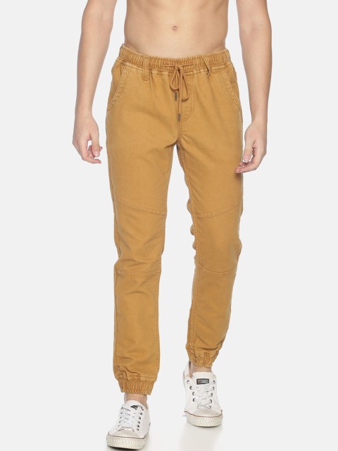 

IVOC Men Khaki Brown Jogger Mid-Rise Clean Look Stretchable Jeans