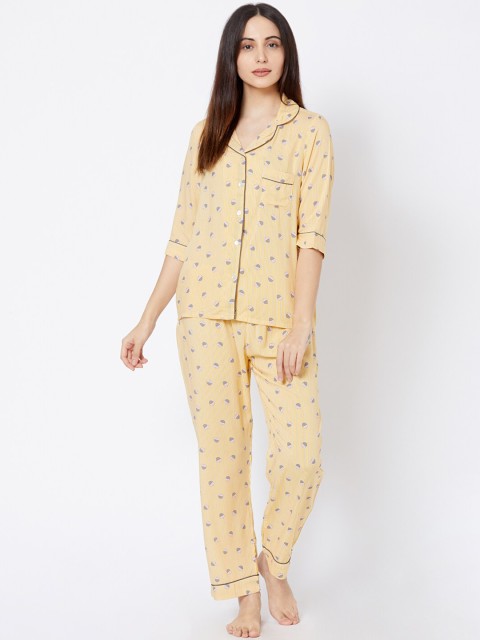 

Sweet Dreams Women Yellow Printed Night suit