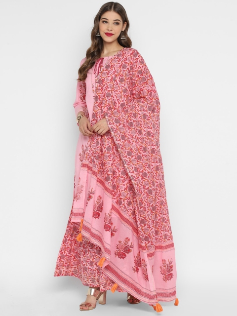 

CHRISTEENA Women Pink Printed Kurta with Palazzos & Dupatta