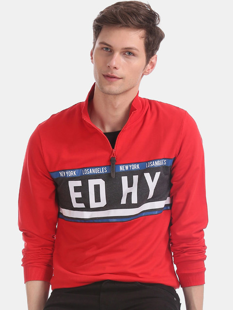

Ed Hardy Men Red & Black Printed Sweatshirt