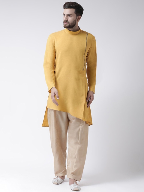 

I Know Men Yellow Solid Straight Kurta