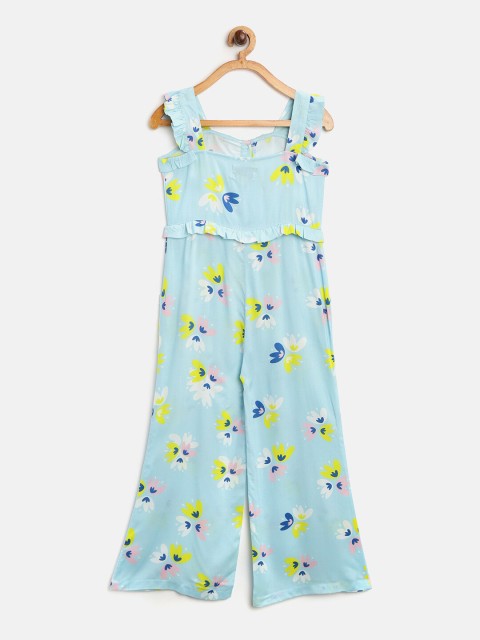 

Cherry Crumble Girls Blue & Yellow Printed Basic Jumpsuit