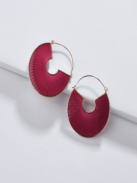 

AQUASTREET Maroon Geometric Hoop Earrings