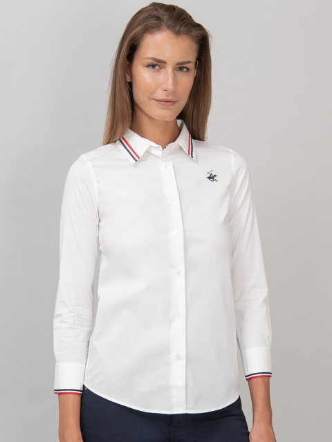 

Beverly Hills Polo Club Women White Regular Fit Solid Casual Shirt